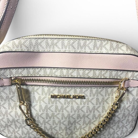 MICHAEL KORS - Jet Set Large East West Zip Chain Crossbody Powder Blush Multi - Picture 4 of 5